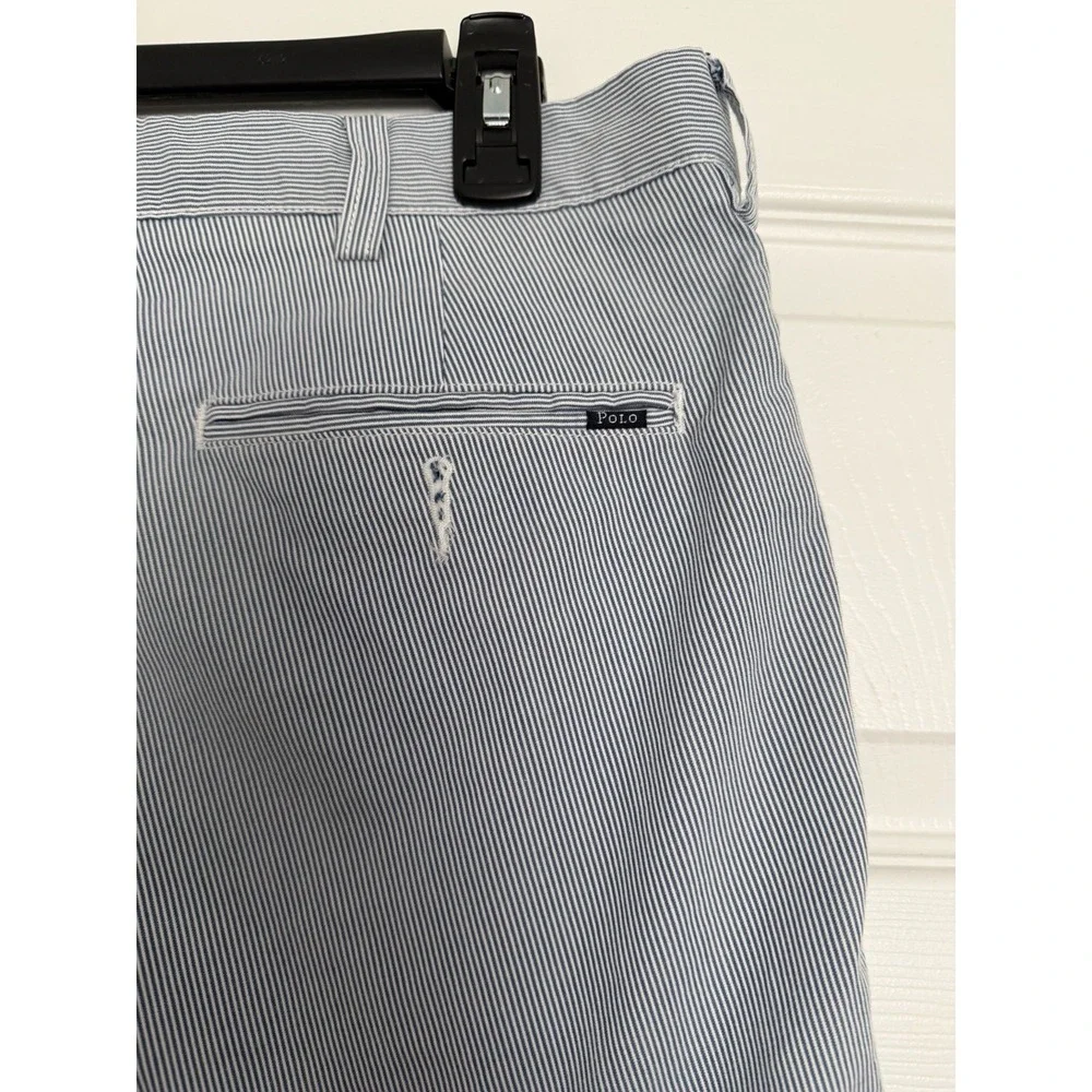 Polo Ralph‎ Lauren Men's 35x30 Slim Fit Chino Pants Blue White Pinstripe Preppy